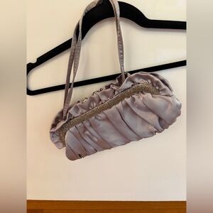 Elegant Silver Ruched Clutch